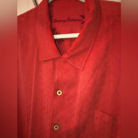 Tommy Bahama 💯 Silk Short Sleeve Button Down Rust Color Shirt men’s sz XXL - Picture 4 of 10